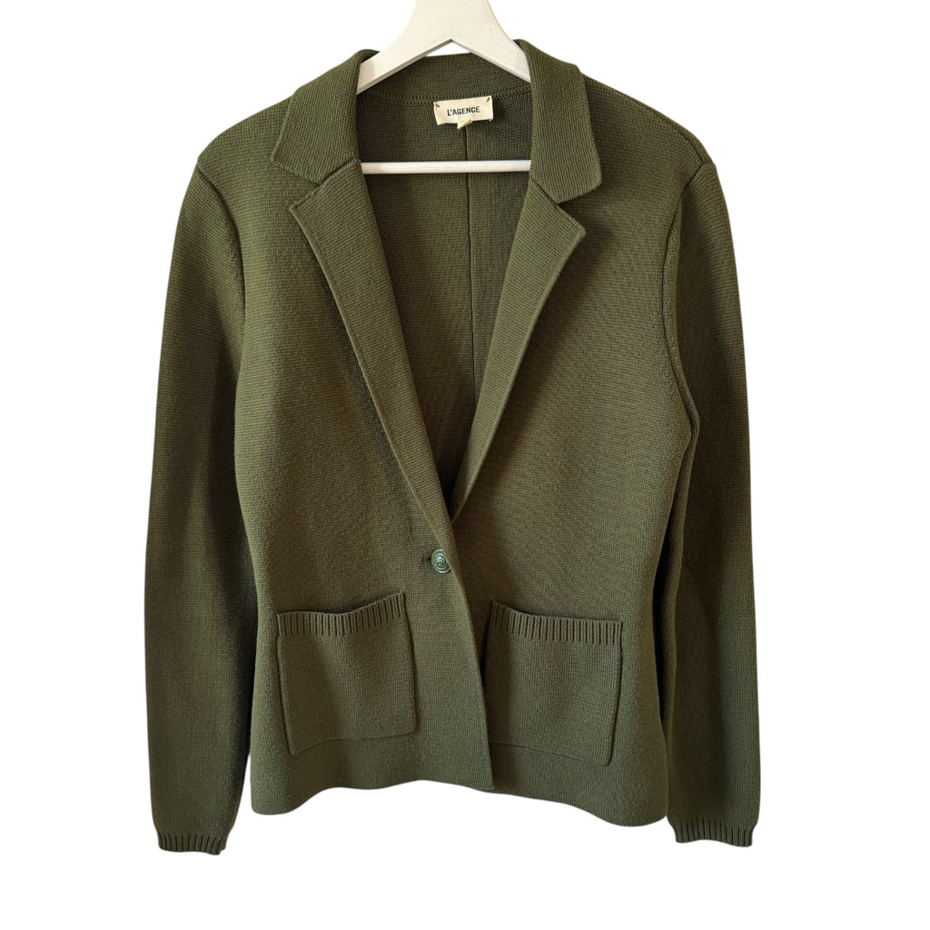 L’AGENCE Lacey Knit Blazer Army Green Size S