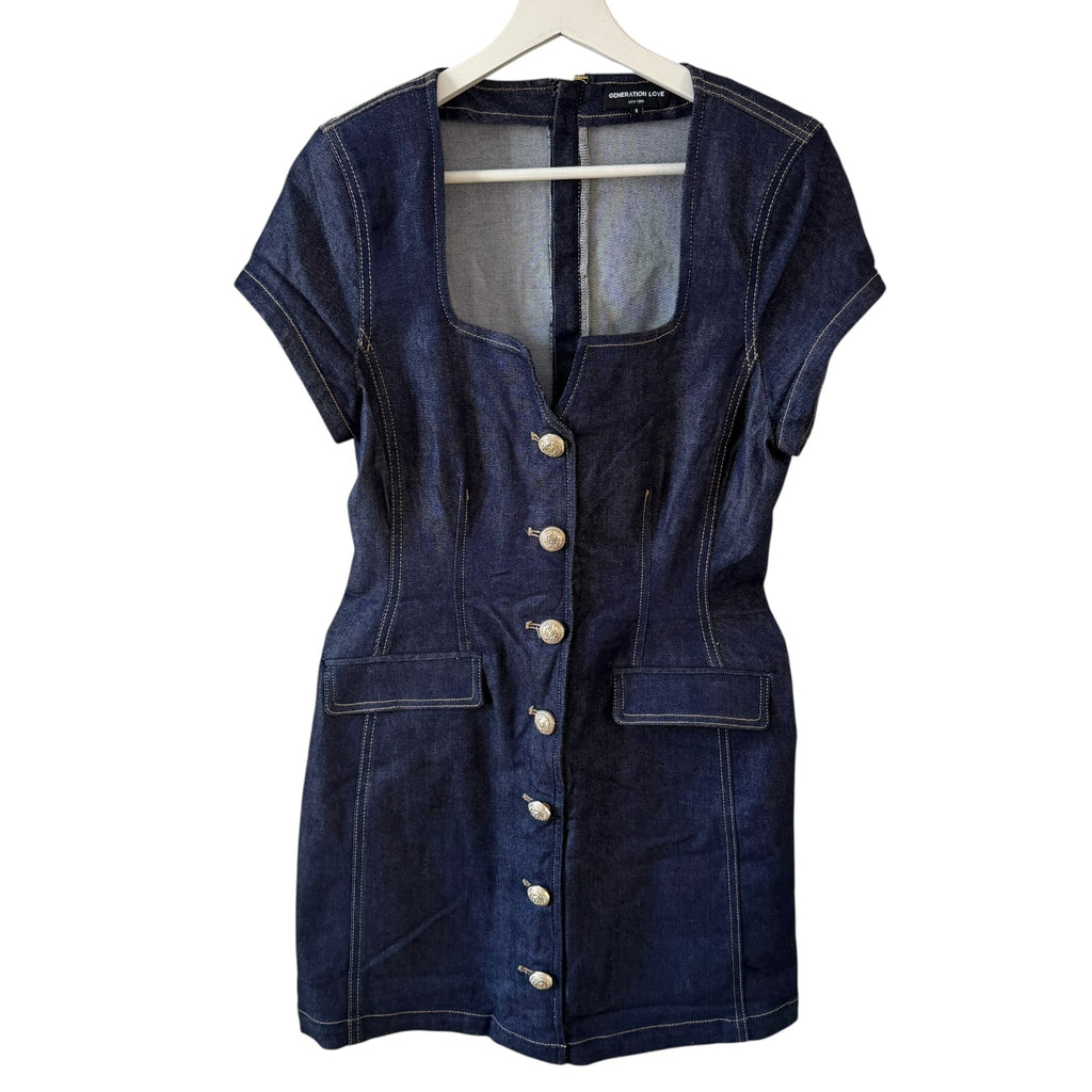 Generation Love Brunella Sheen Denim Dress Size S