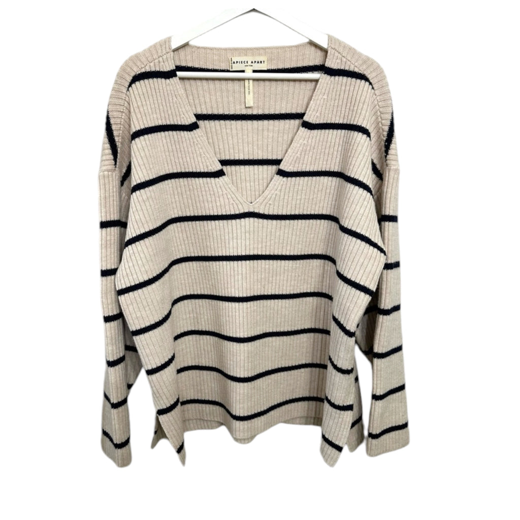 Apiece Apart Maru V Neck Striped Sweater Size L
