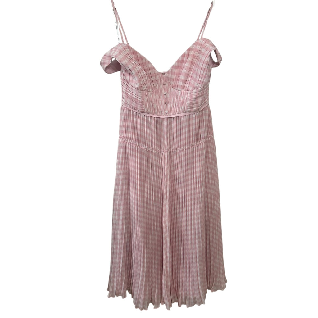 Self-Portrait Pink Gingham Chiffon Midi Dress Size 8
