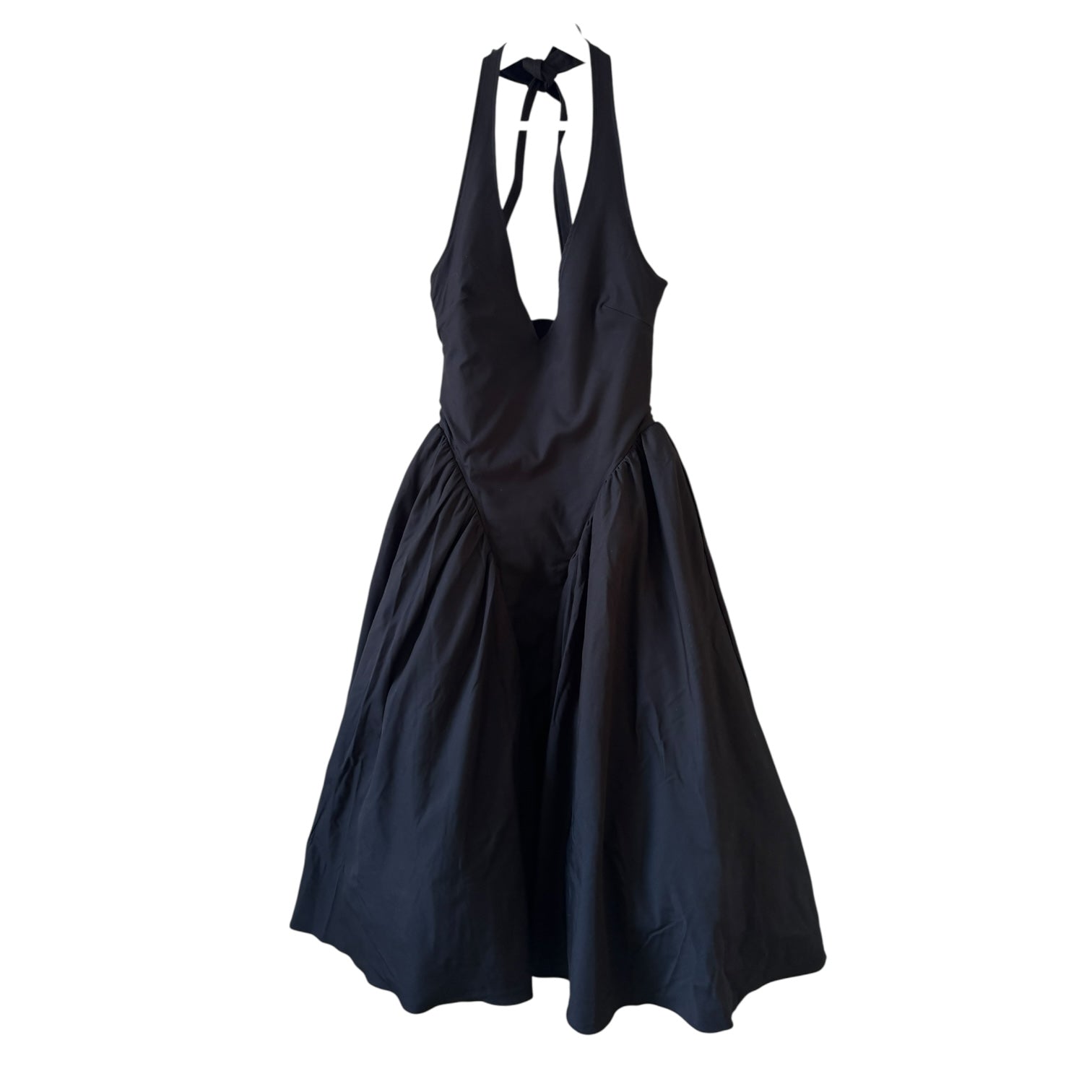 HOUSE OF CB 'Marilyn' Black Twill Halter Midi Dress Size L