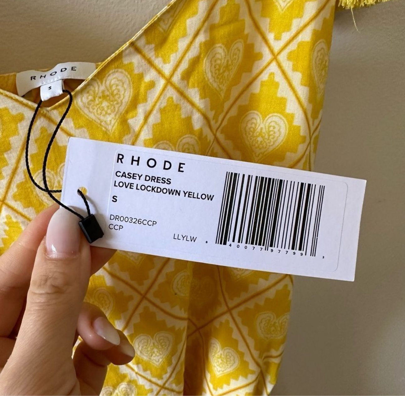 RHODE Casey Dress Love Lockdown Yellow Size S