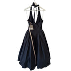 HOUSE OF CB 'Marilyn' Black Twill Halter Midi Dress Size L