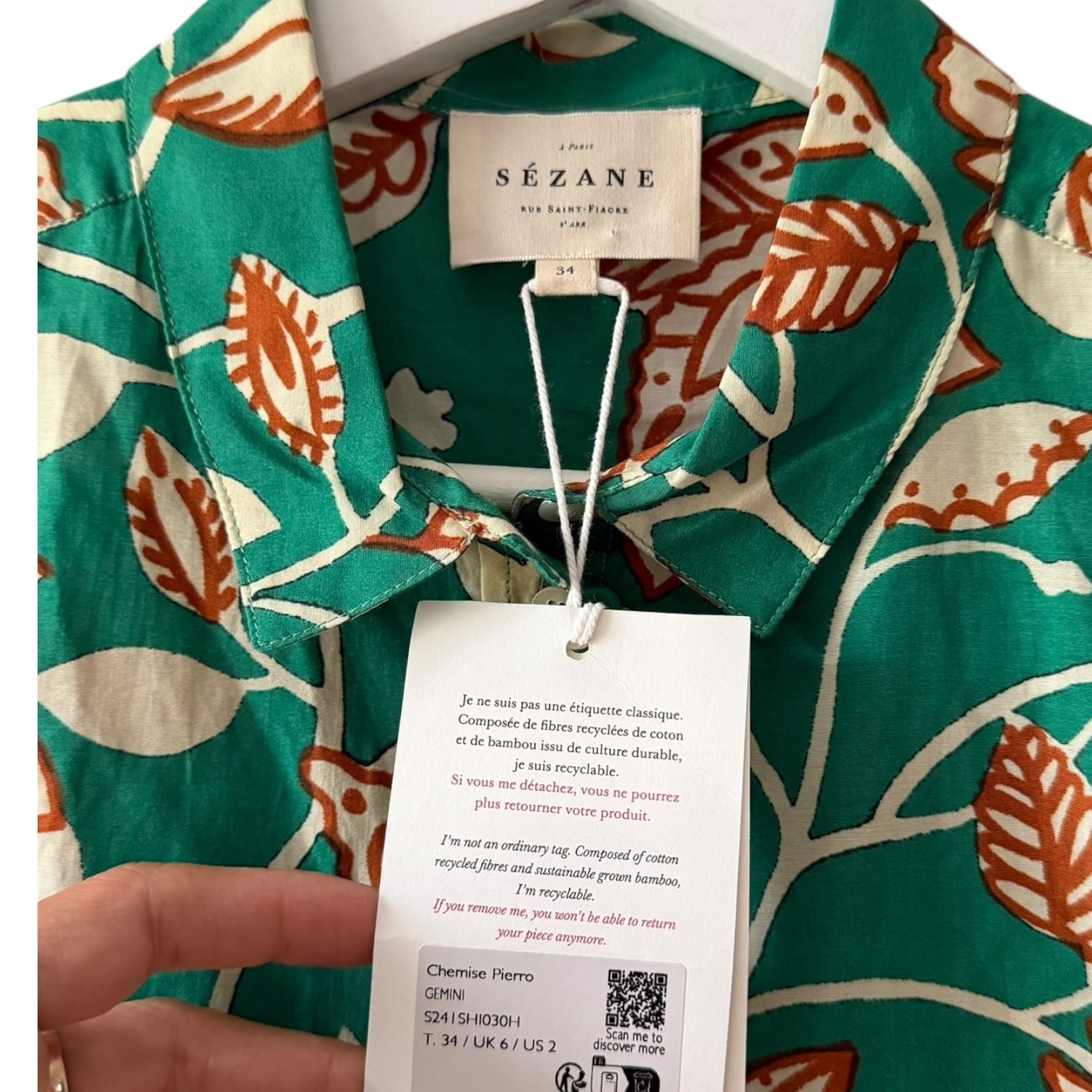 Sezane Pierro Gemini Shirt Size 2