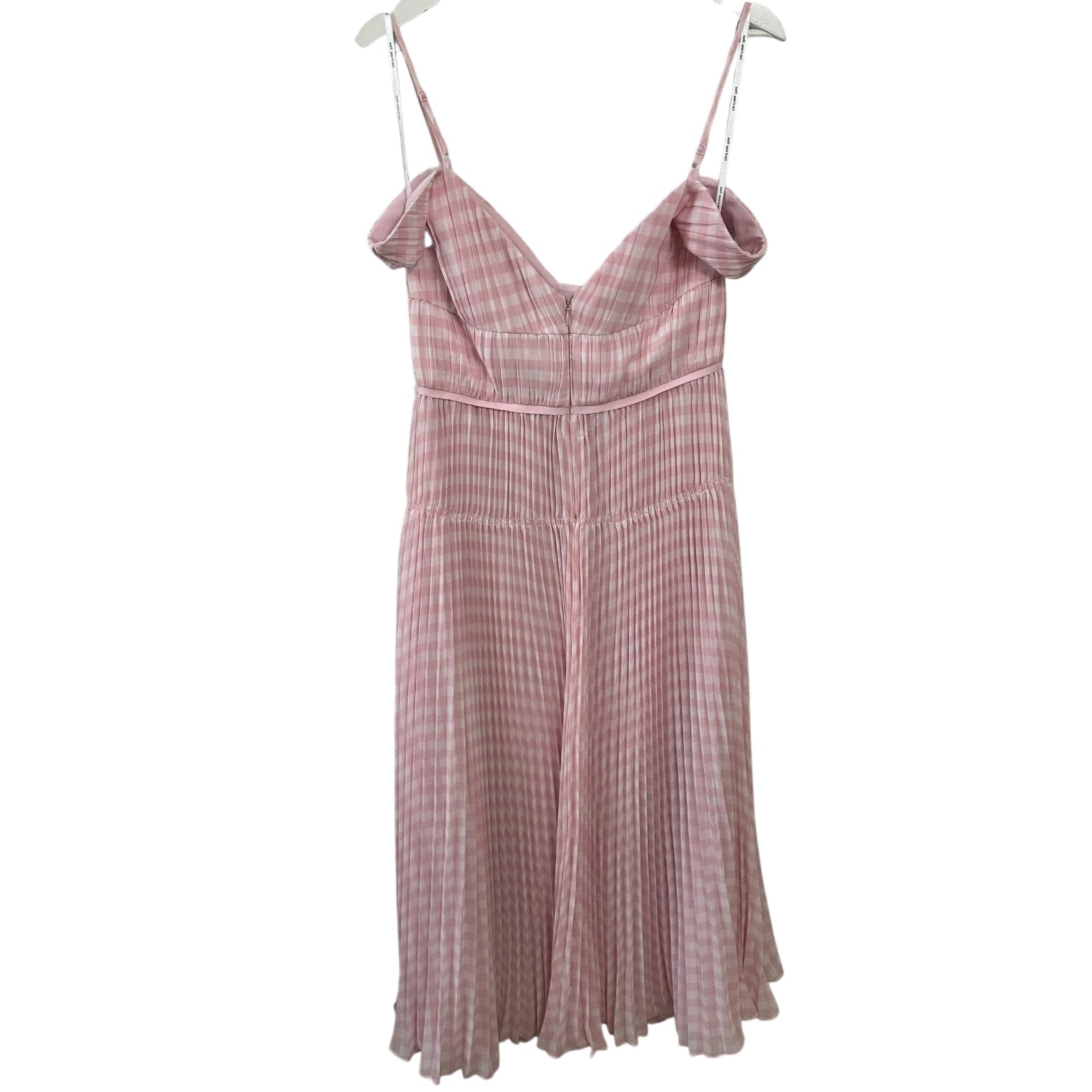Self-Portrait Pink Gingham Chiffon Midi Dress Size 8