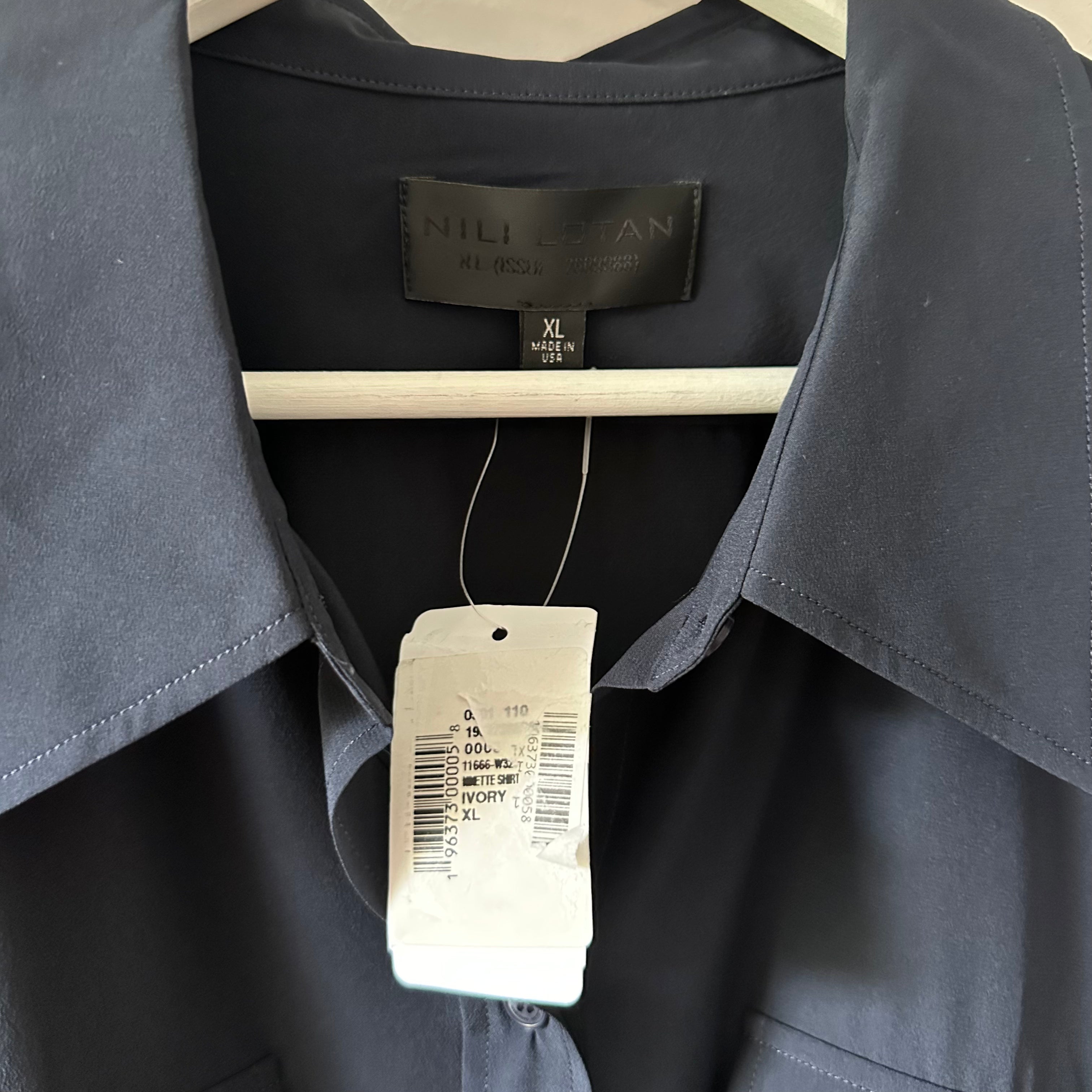 Nili Lotan Silk Button Down Shirt Size XL