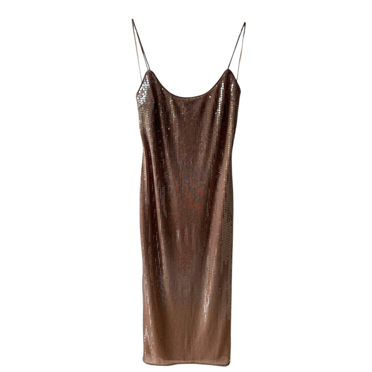 Reformation Bevelyn Sequin Dress Rose Gold Nude Size 10