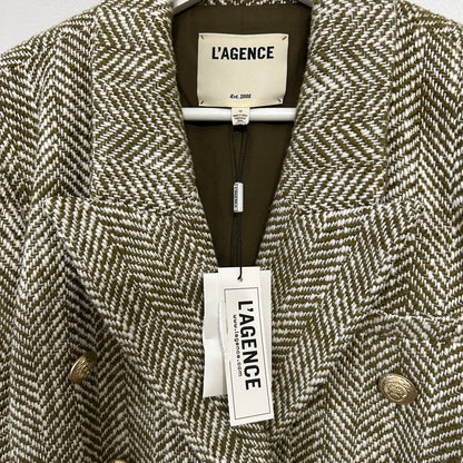 L'AGENCE Marie Herringbone Cotton-Blend Fitted Blazer Size 12