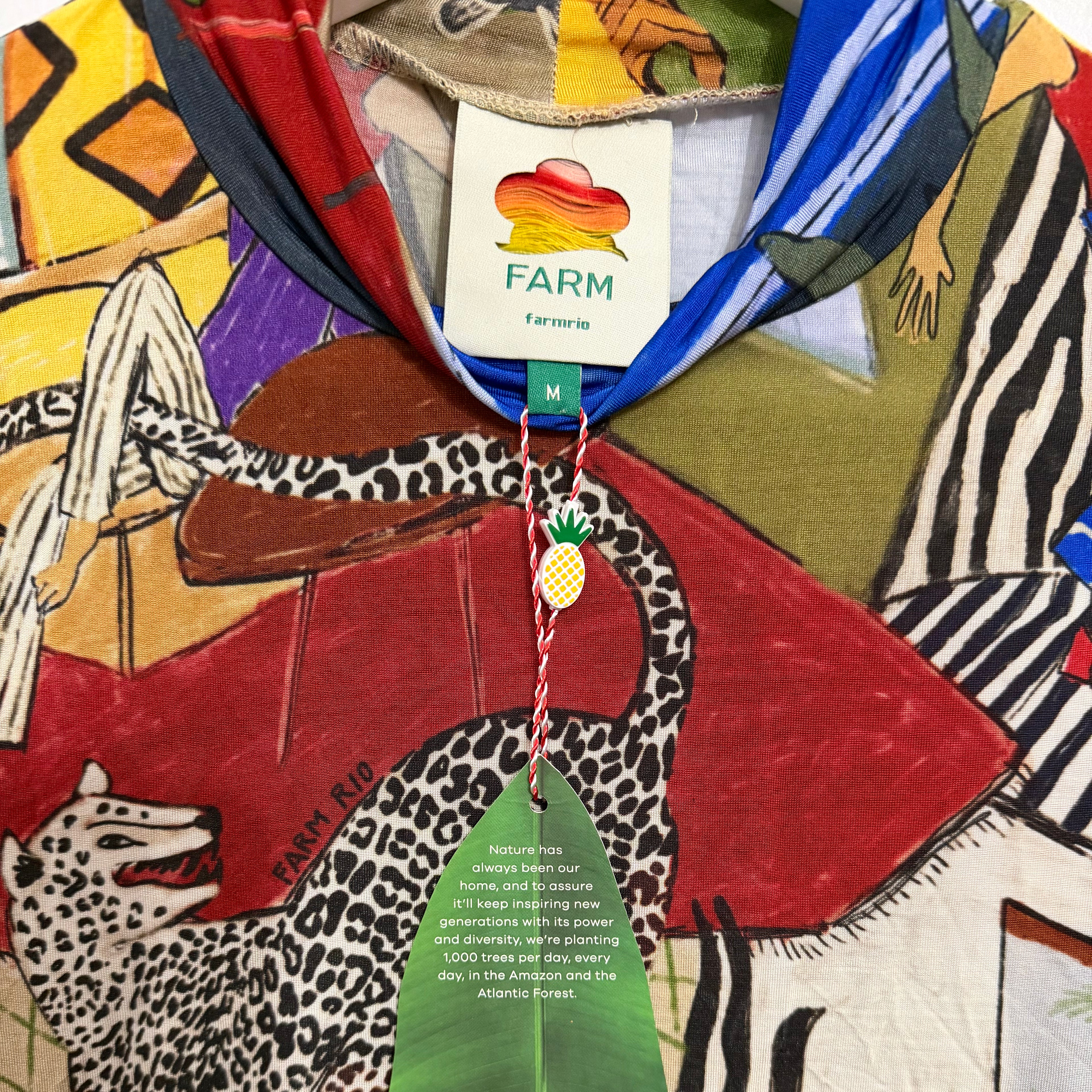 FARM Rio Multicolor Tropical Long Sleeve Turtleneck Blouse Size M