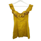 Reformation Coral Dress Yellow Mini Ruffle Size 8
