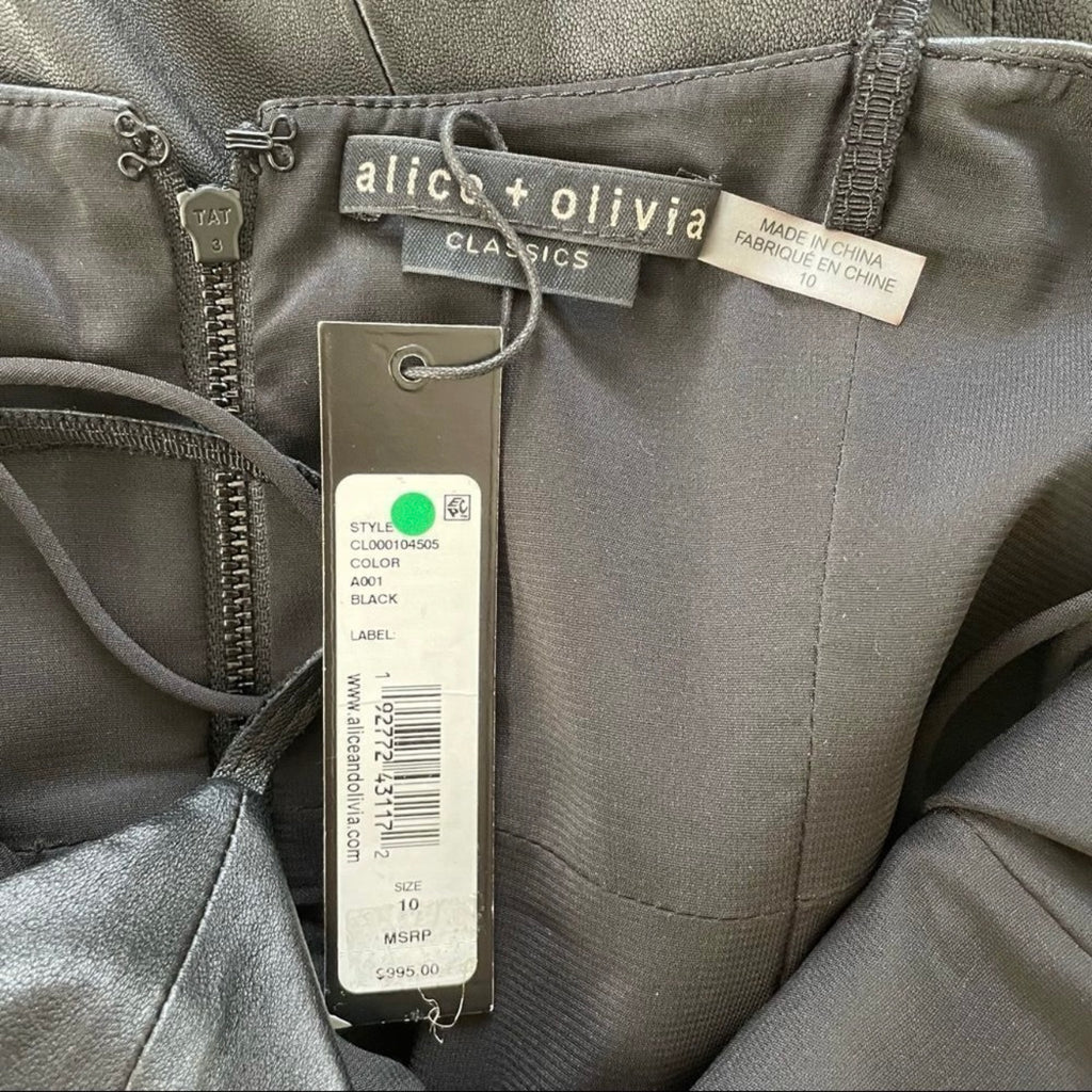 Alice + Olivia Nelle Fitted Leather Mini Dress Size 10