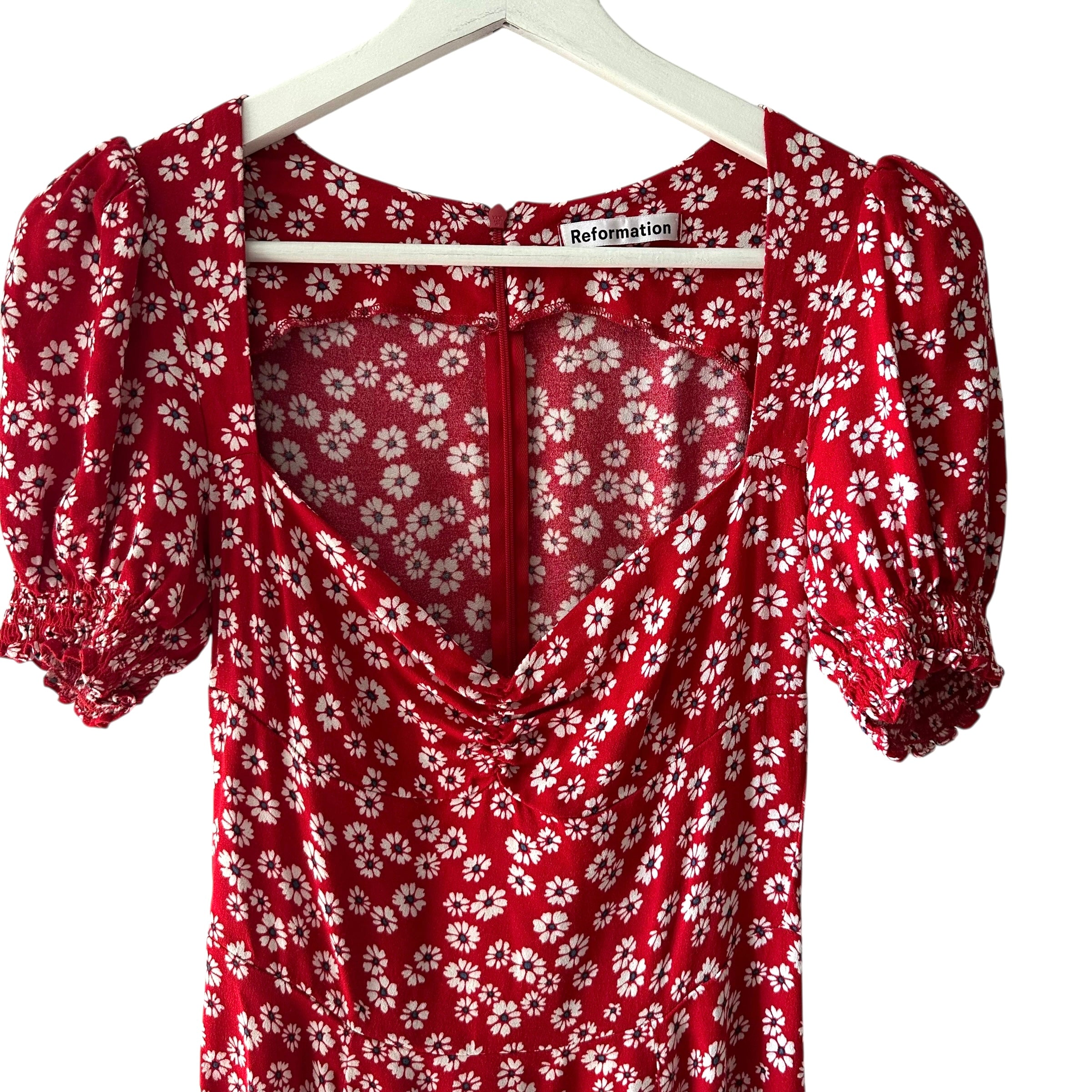 Reformation Lacey Dress Red Floral Size 0