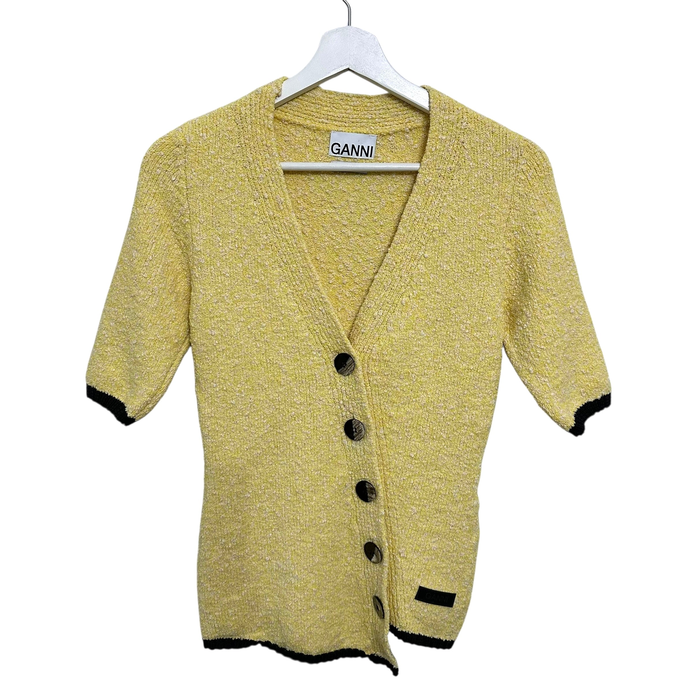 GANNI Asymmetric Organic Cotton-blend Bouclé Sweater Size XS