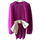 Solace London Tanzy Magenta Pleated Bow Waist Long Sleeve Mini Dress Size 6