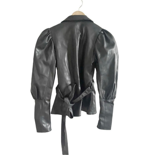 AJE Idyllic Recycled Faux-Leather Wrap Top Size 0