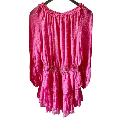 LoveShackFancy Popover Dress in Hot Pink Cherry Size XS