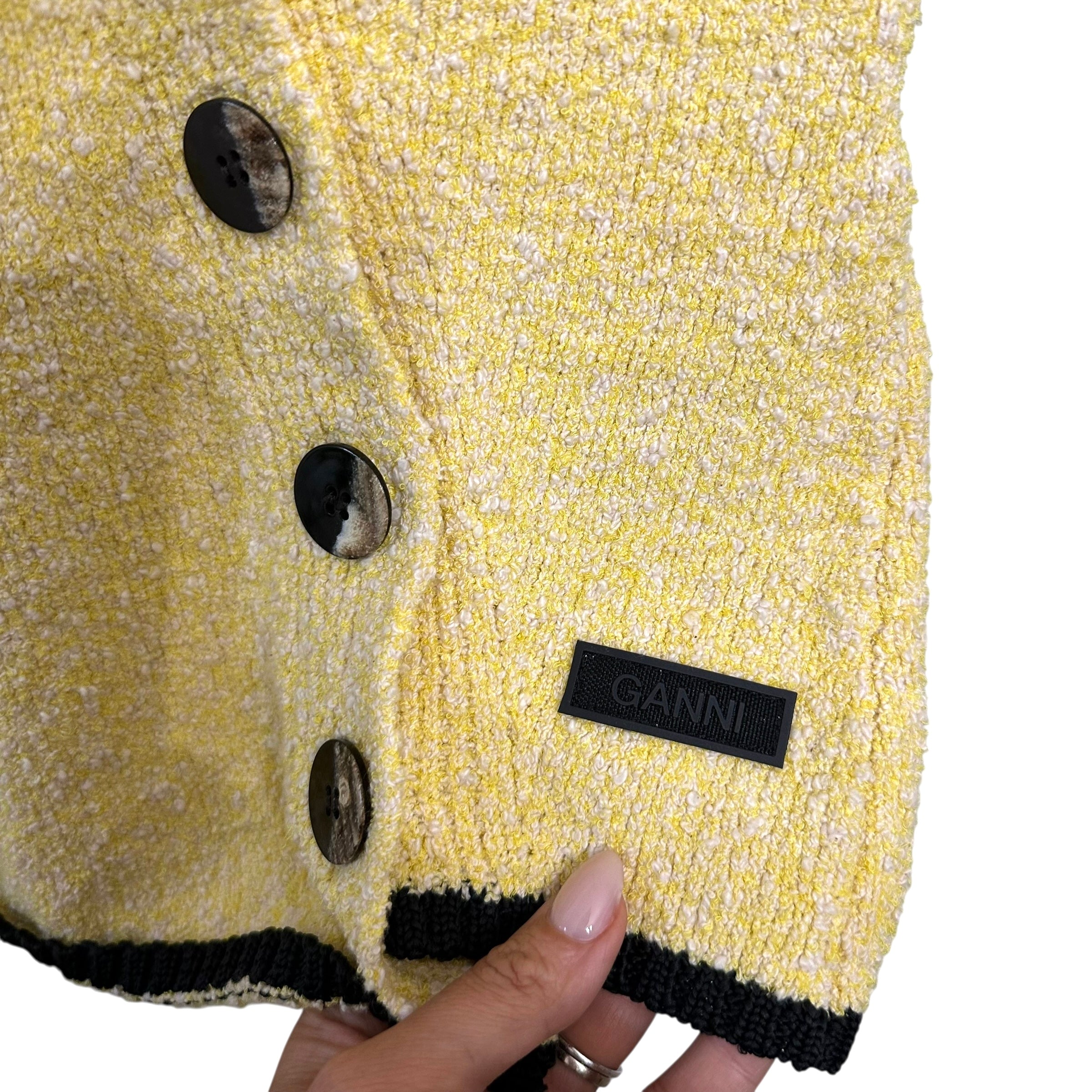 GANNI Asymmetric Organic Cotton-blend Bouclé Sweater Size XS