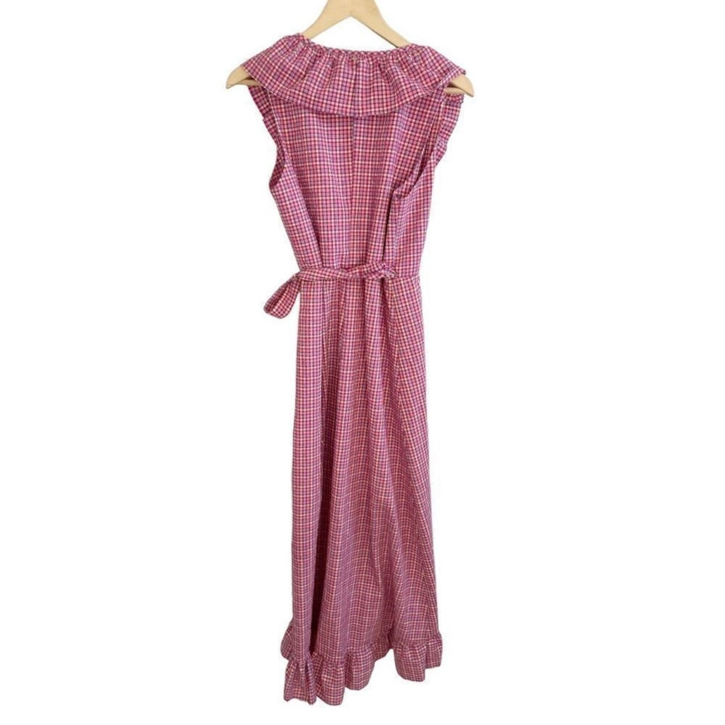 MISA Los Angeles Stella Plaid Wrap Dress Size L