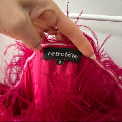 Retrofete Torin Sequin Feather Dress Size S