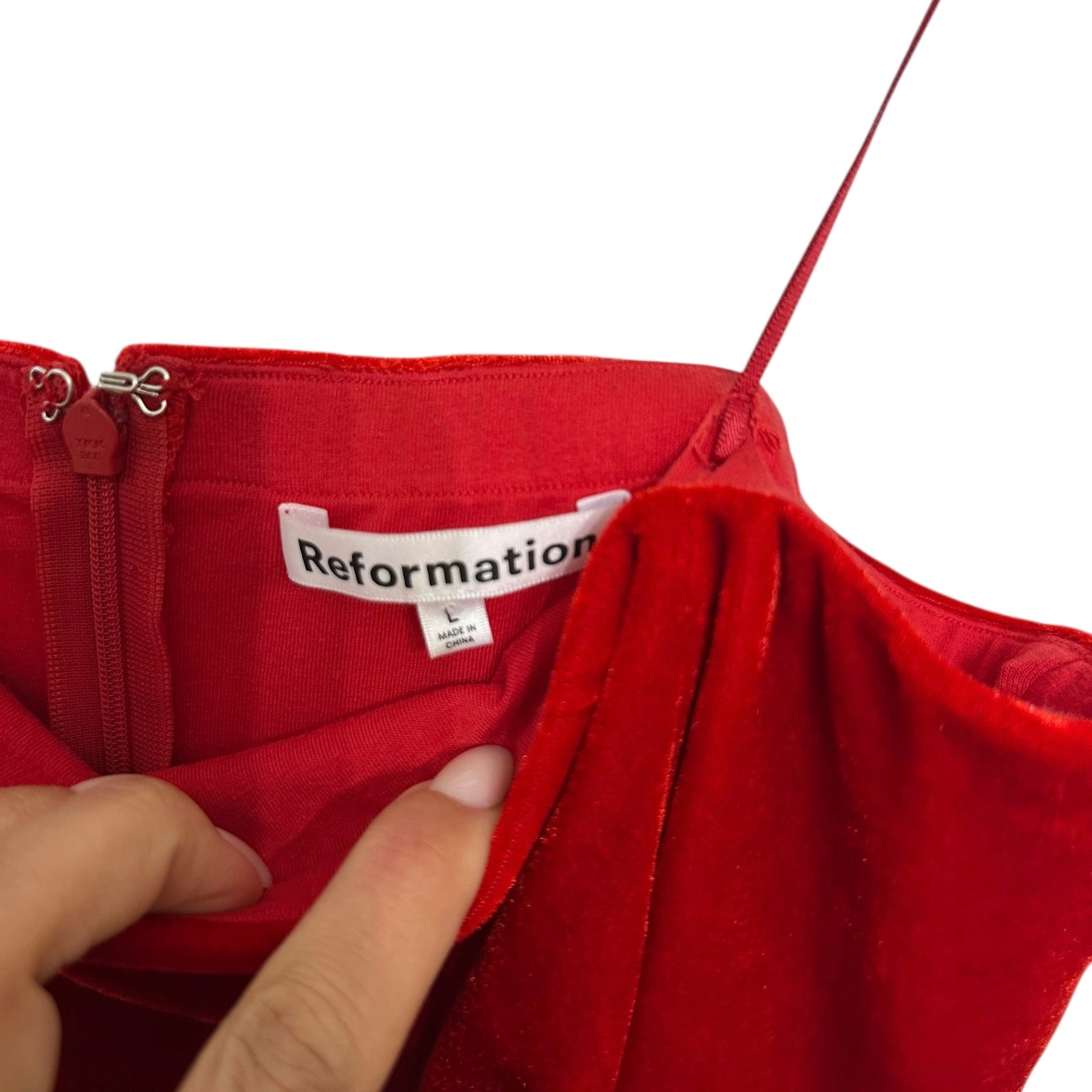 Reformation Beacon Strapless Maxi Dress Cherry Red Size L