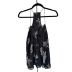 Cami NYC The Racer Black Silk Floral Lace Trim Metallic Embroidered Size S