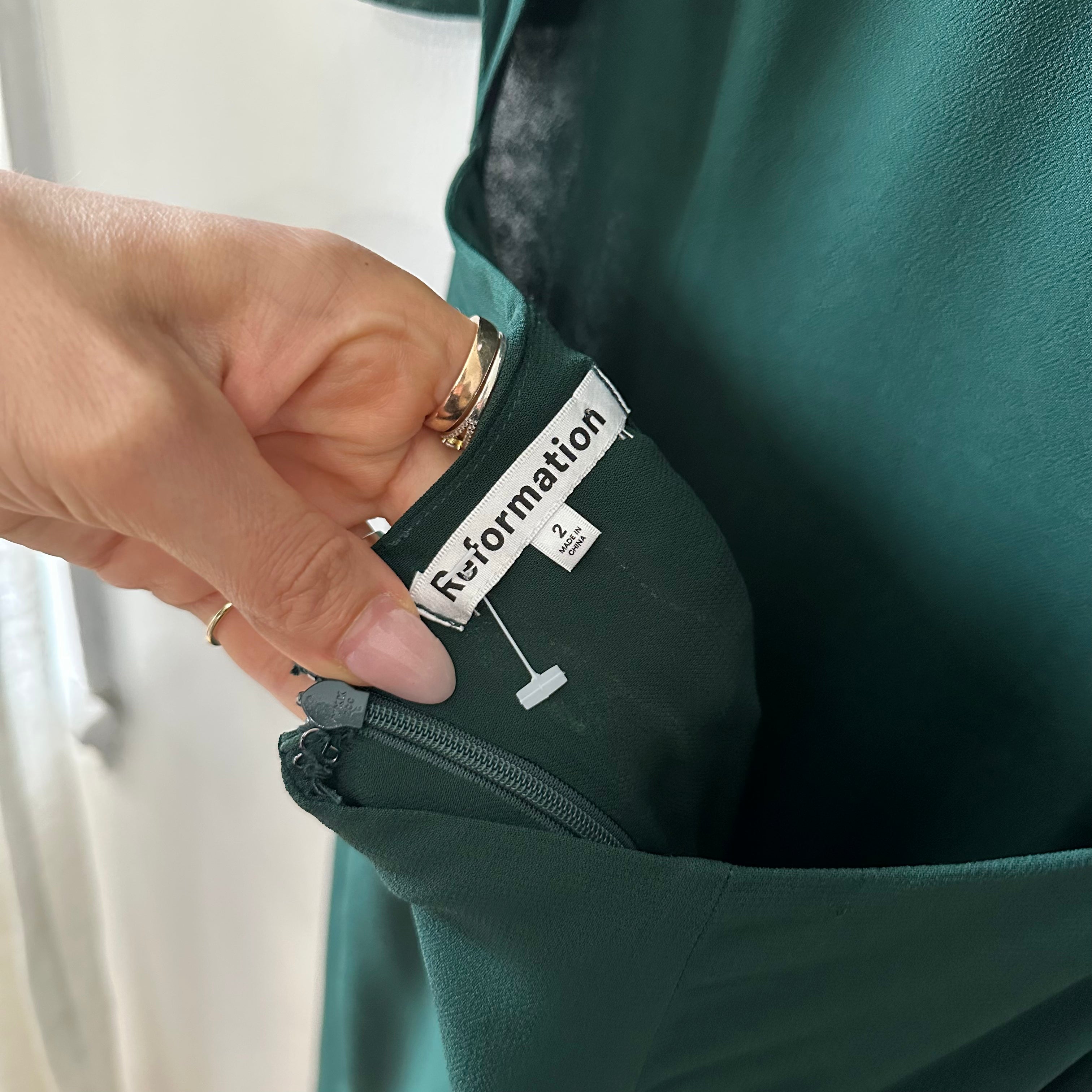 Reformation Carletta Dress Forest Size 2