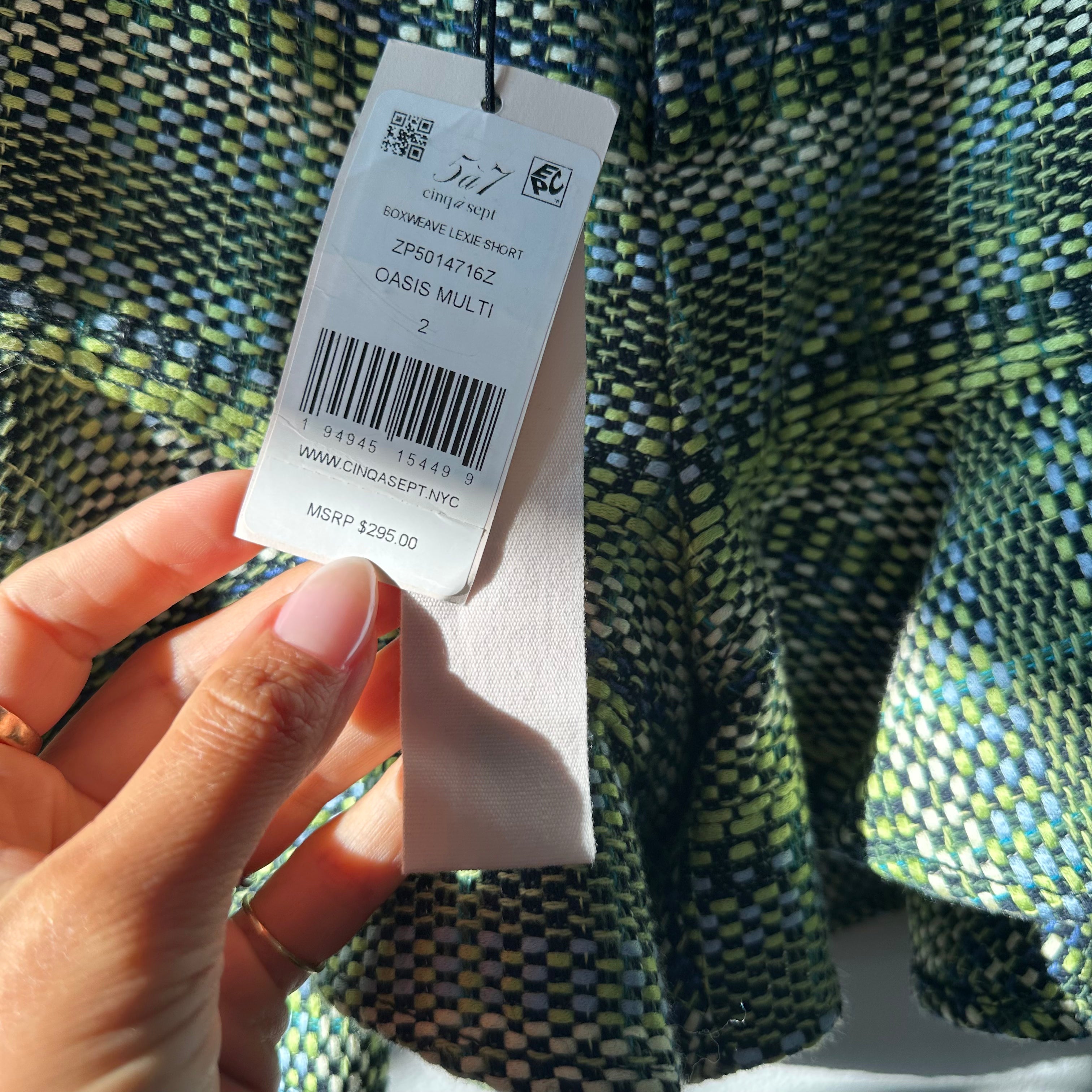 CINQ À SEPT Lexie Boxweave High Waist Shorts In Oasis Multi Size 2