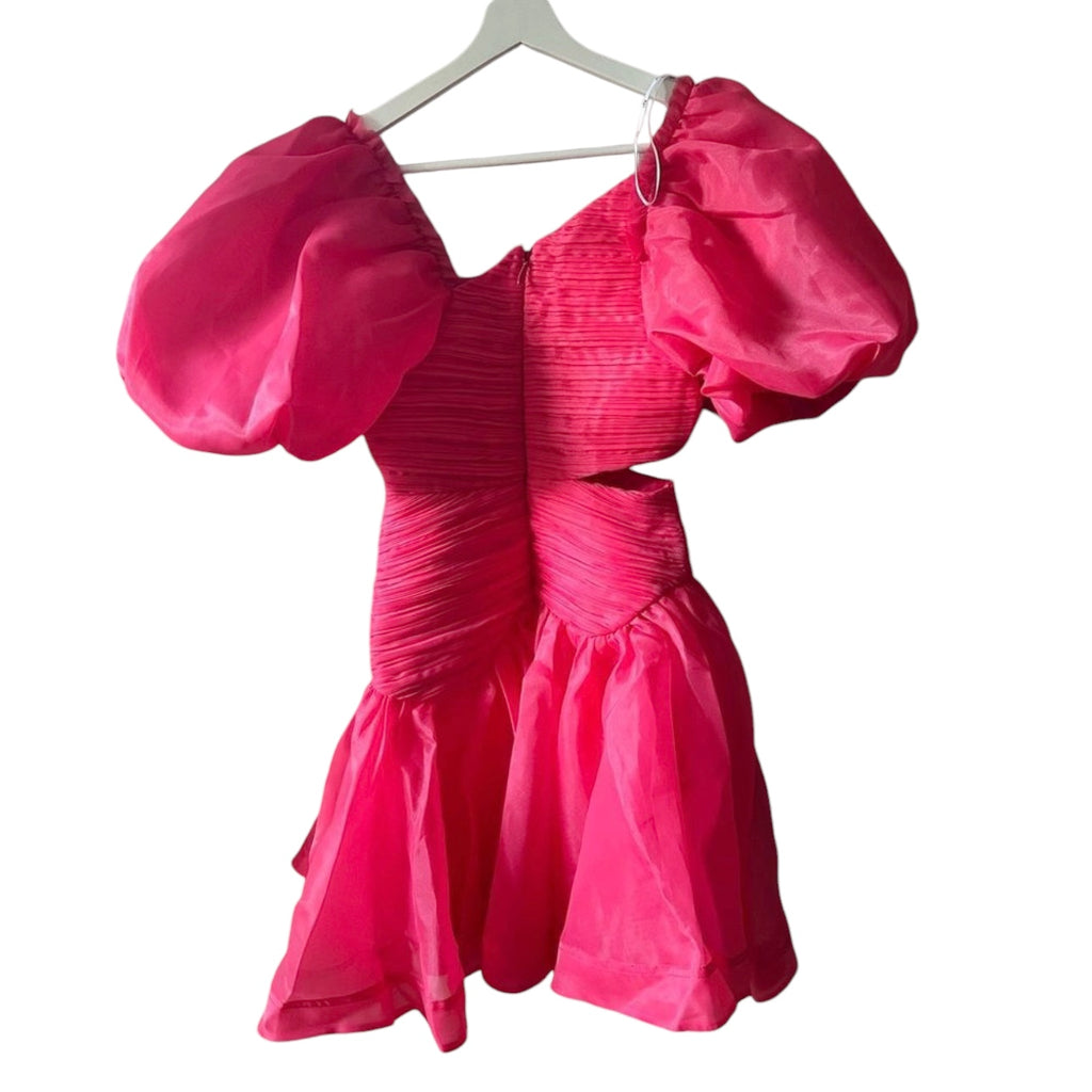 Aje Sculptura Joan Puff-Sleeve Side Cut Out Mini Dress Size US 0