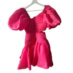 Aje Sculptura Joan Puff-Sleeve Side Cut Out Mini Dress Size US 0