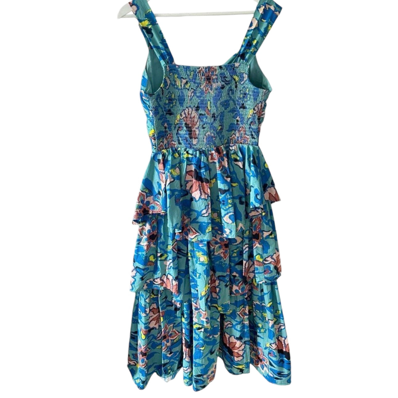 Cleobella Imara Midi Tiered Blue Floral Dress Size S