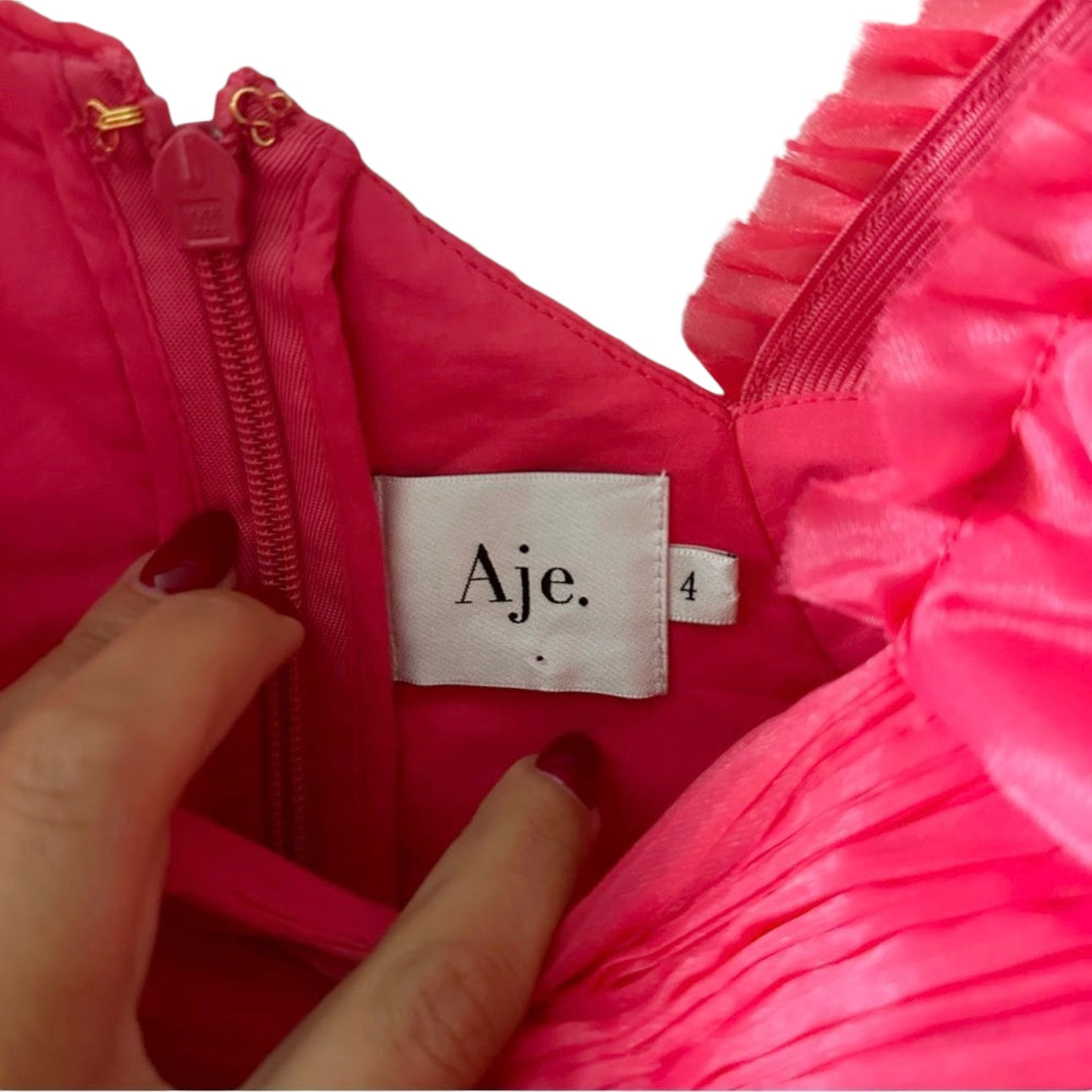 Aje Sculptura Joan Puff-Sleeve Side Cut Out Mini Dress Size US 0