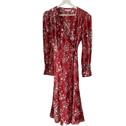 Reformation Susanna Bryce Red Floral Wrap Mini Dress Size M