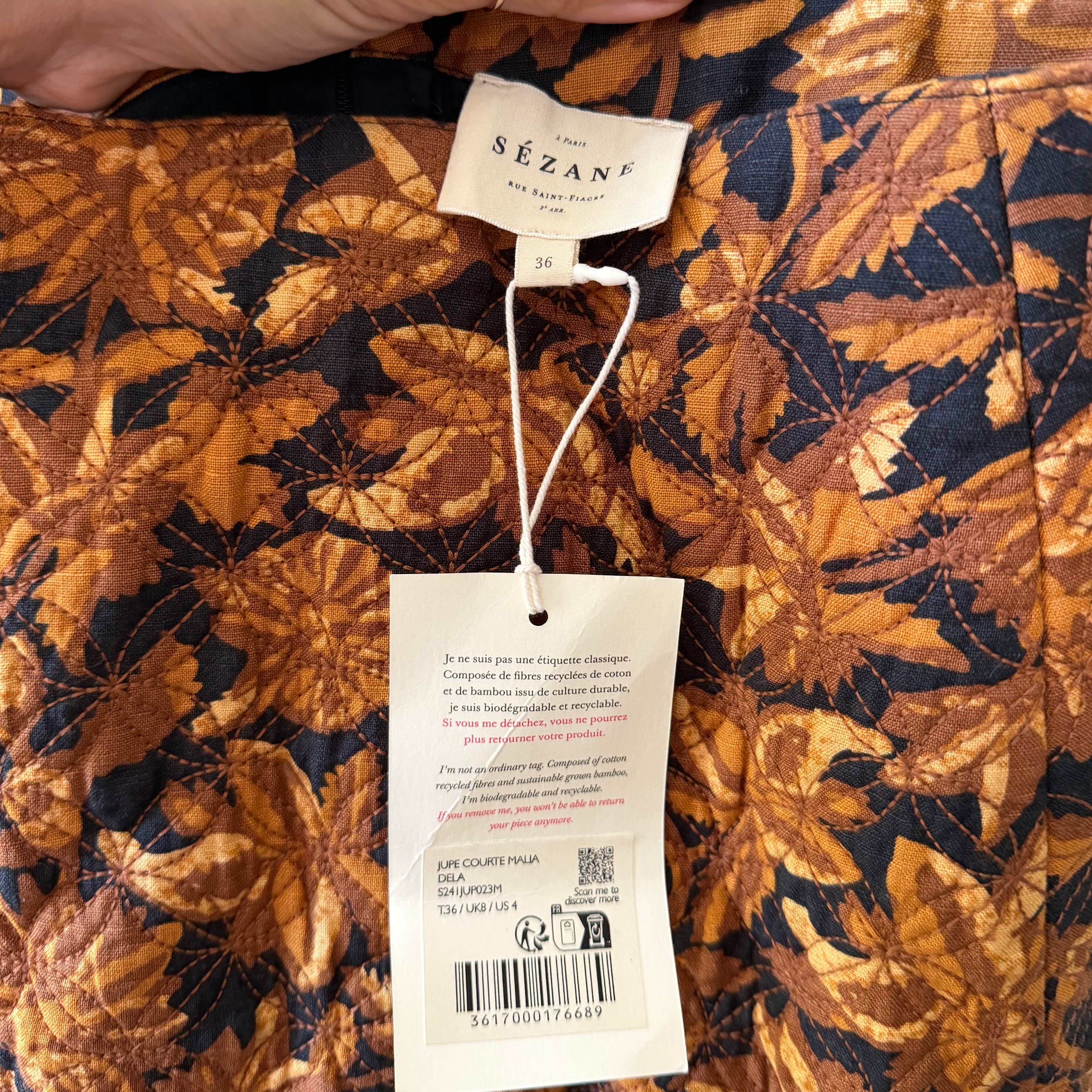 Sezane Malia Quilted Skirt Size 4