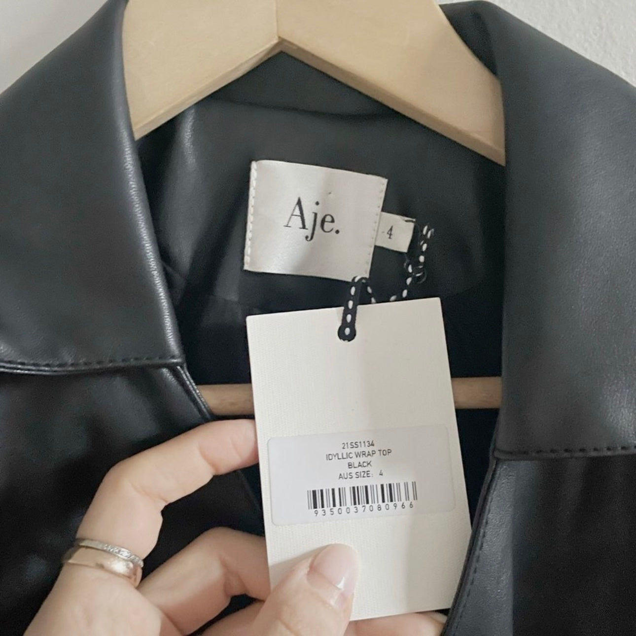 AJE Idyllic Recycled Faux-Leather Wrap Top Size 0