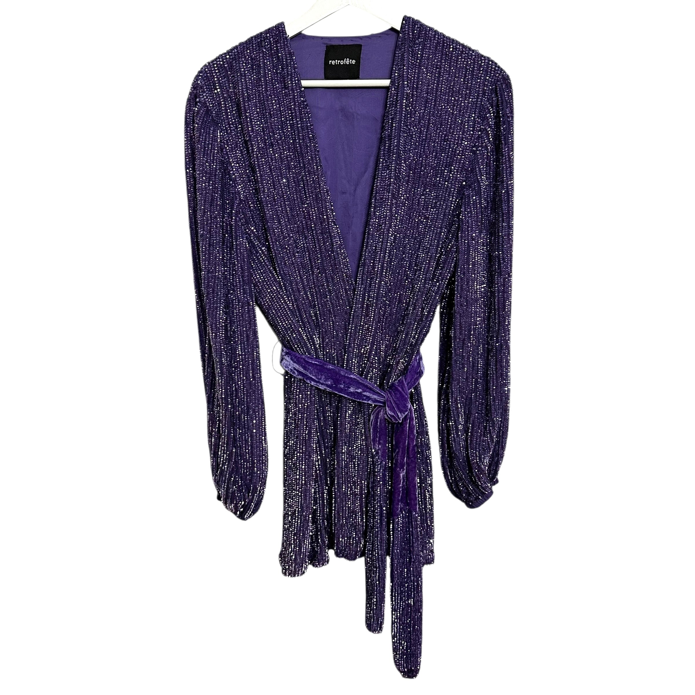 Retrofete Gabrielle Robe Sequin Party Dress Purple Size XS