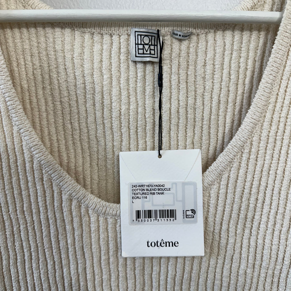 TOTEME Ribbed-Knit Cotton-Blend Bouclé Tank Top Size L