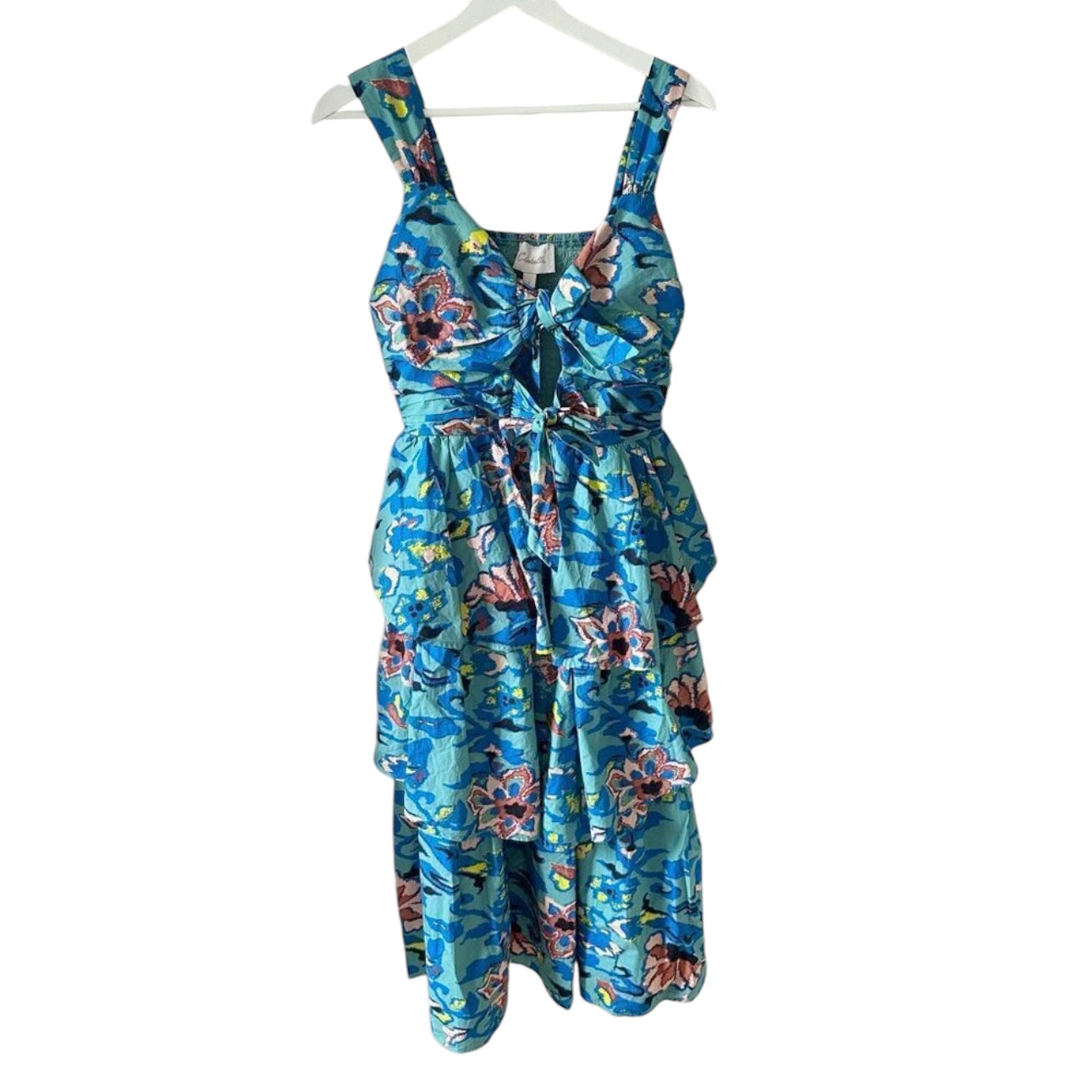 Cleobella Imara Midi Tiered Blue Floral Dress Size S