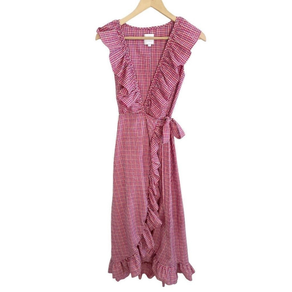 MISA Los Angeles Stella Plaid Wrap Dress Size L