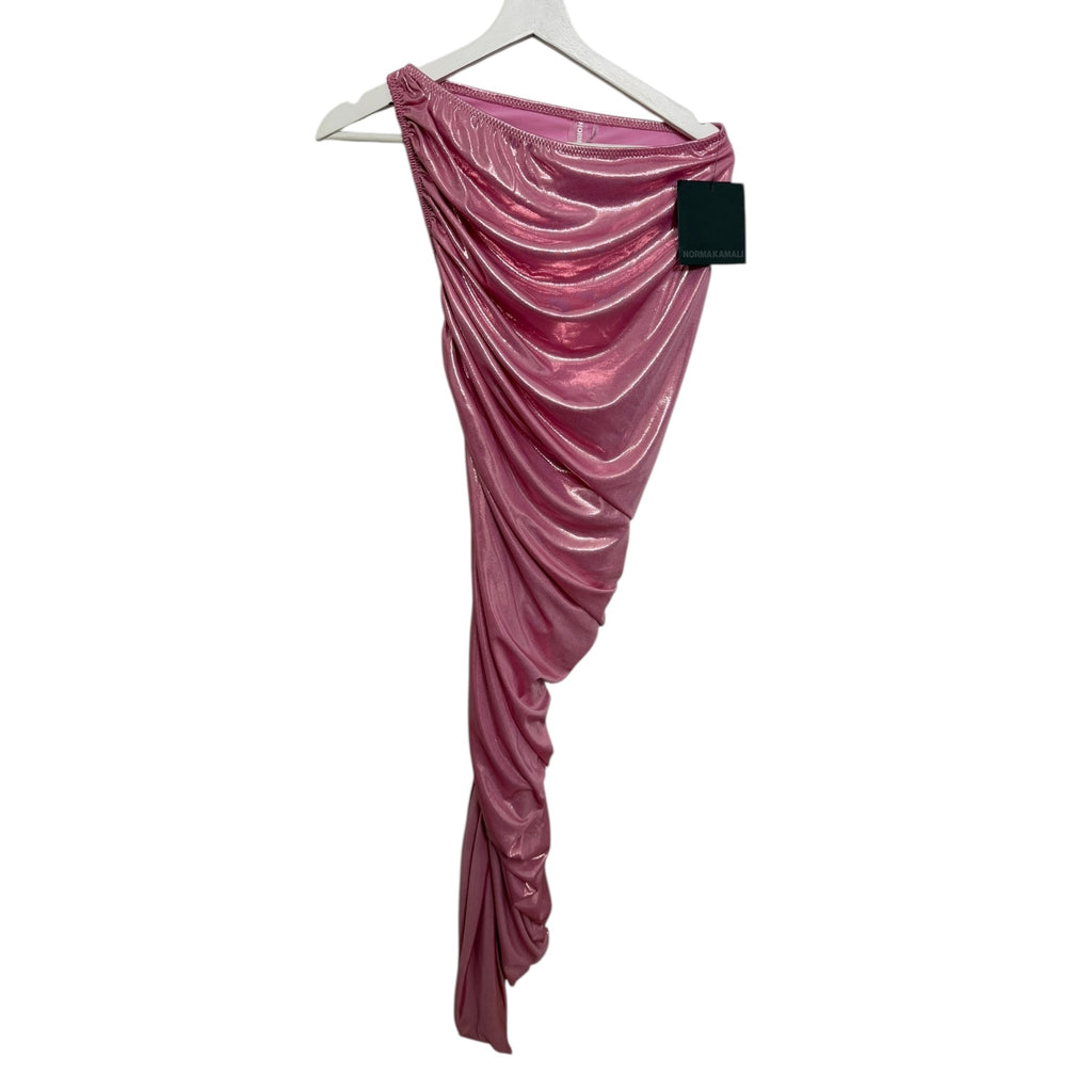 Norma Kamali Candy Pink Lame Diana Dress Size S