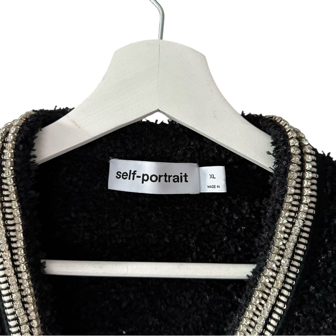 Self Portrait Boucle Cardigan Crystal Embellished Size XL