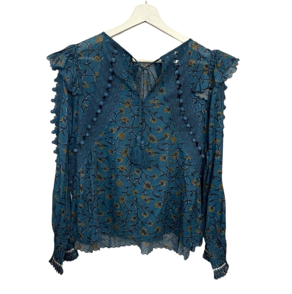 Sea New York Esther Printed Crochet Blouse Size 4