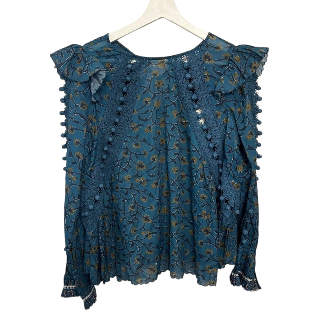 Sea New York Esther Printed Crochet Blouse Size 4