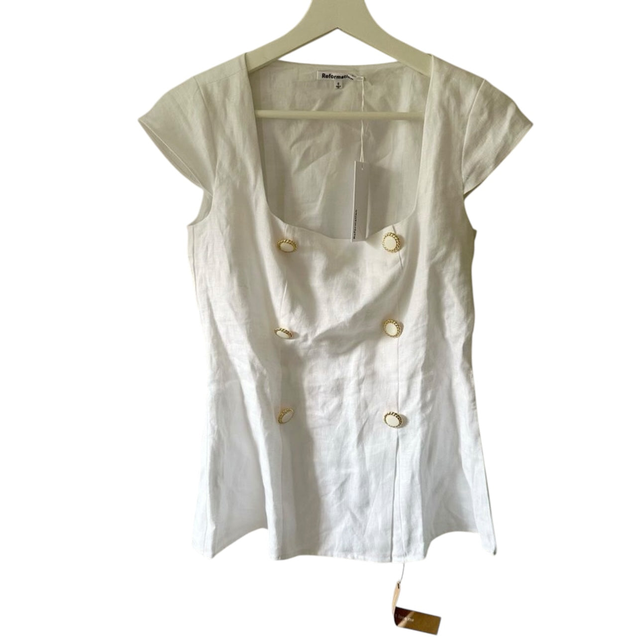 Reformation Meela Linen Top in White Size 0
