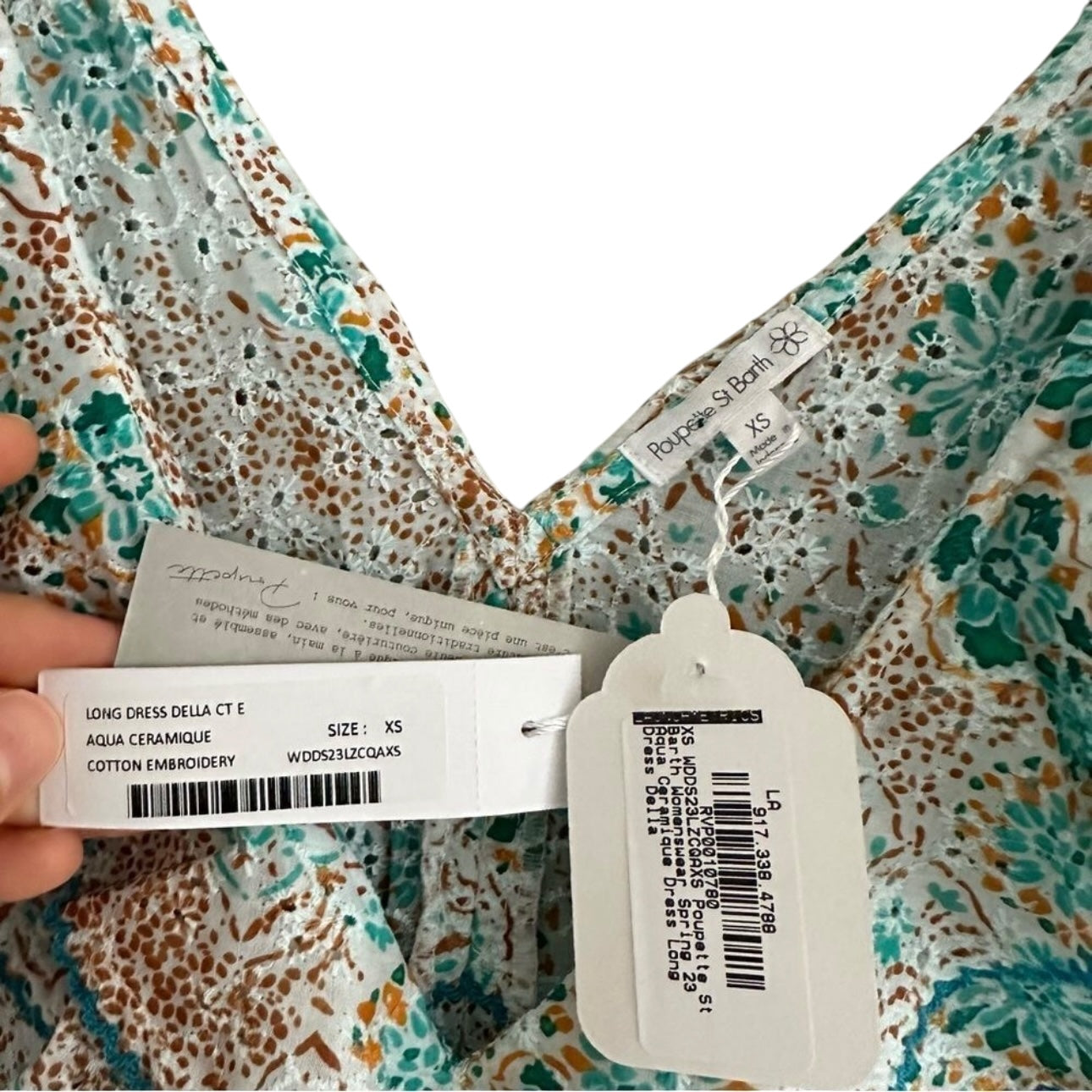 Poupette St Barth Long Dress Della - Aqua Ceramique Size XS