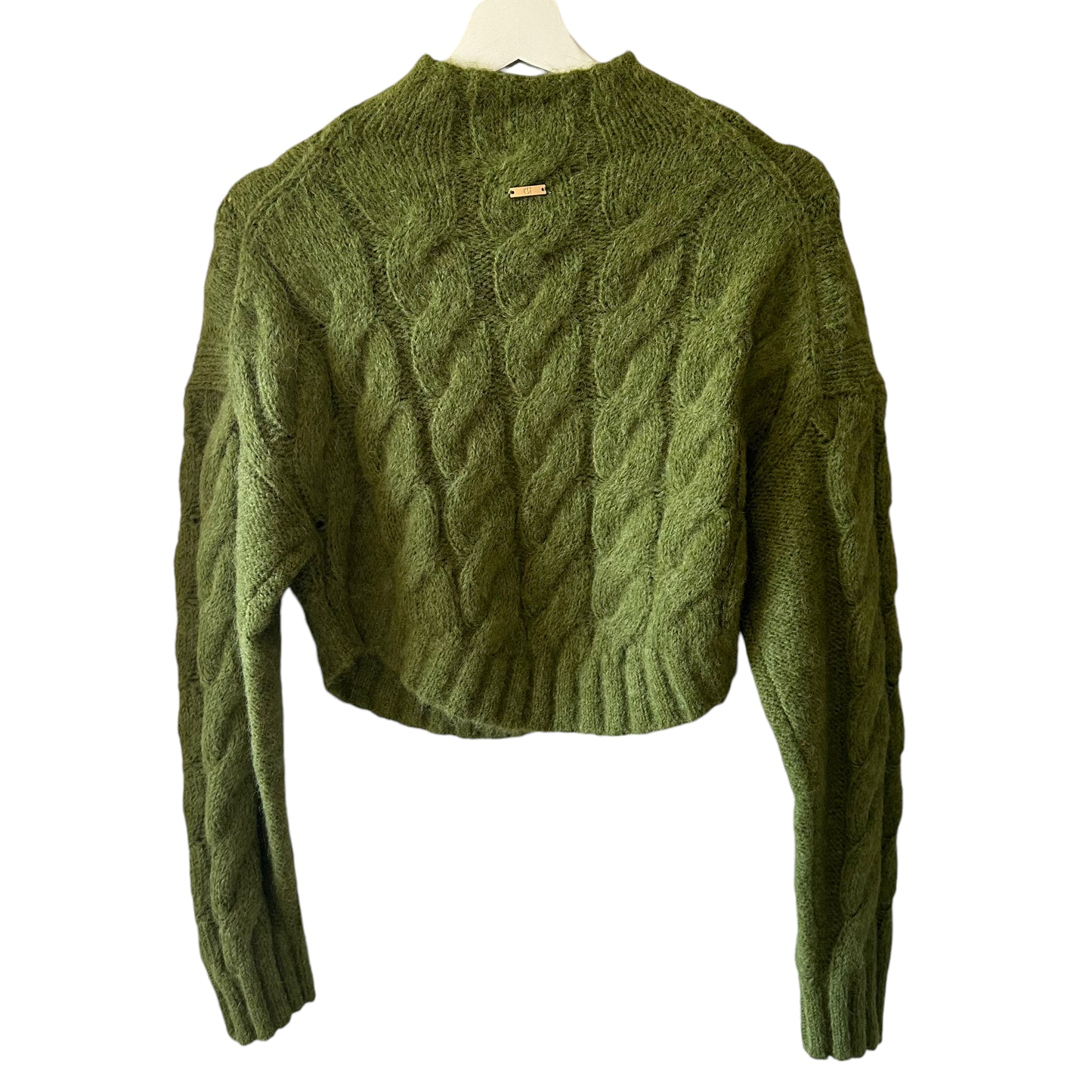 Gap x Cult Gaia Cropped Cable-Knit Sweater Green Size XS