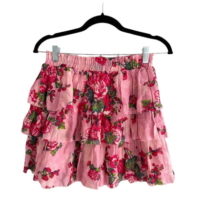 LoveShackFancy Brynlee Pink Floral Skirt Size XS