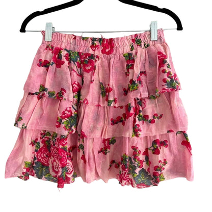 LoveShackFancy Brynlee Pink Floral Skirt Size XS