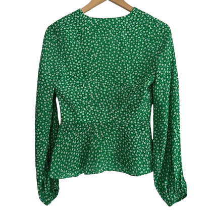 Rixo London Green Micro Floral Kikki Top Size XXS