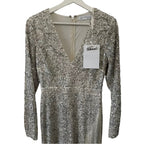 Mac Duggal 5741 Fringe Slit Plunging Neck Dress Size 4