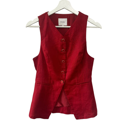 Reformation Aspen Linen Vest Sundried Tomato Size 4
